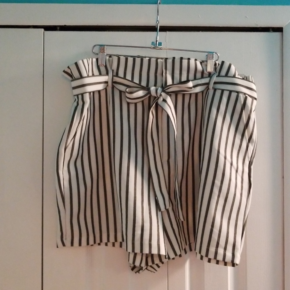 White with black stripe shorts